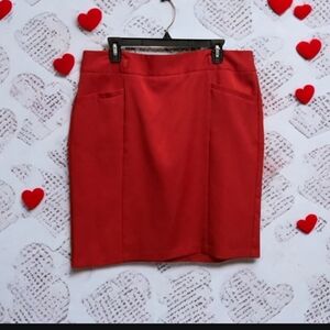 NYCC Skirt bright red 2 fake pockets zip back belt loops size 16 top not inc.